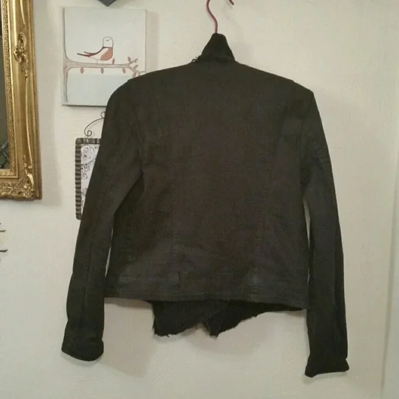 Free People lined moto jacket draped, scarf, S/M - Picture 4 of 8